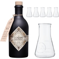 The Illusionist Dry Gin - 500ml + The Illusionist Distillery Gin & Tonic Glas 6er Set (Erlenmeyerkolben), 250ml