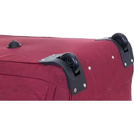 SPEAR Trolley Reisetasche Damen Herren XXL Koffer Rolltasche 85 Liter Reiserolltasche Tasche mit Schultergurt groß Spear 910 Bordeaux Rot + Koffergurt - Rot