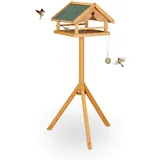 Relaxdays Vogelfutterhaus mit Ständer, Dunkelgrün,Hellbraun