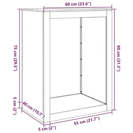 vidaXL Brennholzregal Stahl 60 x 40 x 80 cm Schwarz