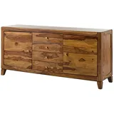 Massivmoebel24 Sideboard Sheesham 175x45x80 braun lackiert ANCONA #123 - 2 Jahre Gewährleistung - mind. 14 Tage Rückgaberecht - Braun