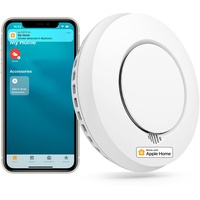 meross Smart Rauchmelder Vernetzt Feuermelder Meross funktioniert mit Apple HomeKit Schlafzimmertauglich Brandmelder mit Stummschaltung und Selbsttest Funktion Geprüft nach DIN EN 14604(Hub benötig)