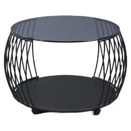 M2 Kollektion Couchtisch Shanghai Schwarz Glas Ø 60 cm