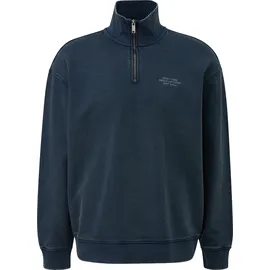 QS Sweat-Troyer Sweatshirt Brustprint Blau M
