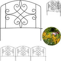 Relaxdays Beetzaun, 4-teilige Beetumrandung für Garten, Dekozaun Metall, antike