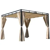 Quick Star Pavillon-Ersatzdach Ersatzdach Firenze 3x3m Sand, 180 g/m2, 288 x 288 cm (1 Ersatzdach aus Polyester ohne Gestell), 6 aufgenähte Einschubtaschen für die Befestigung am Dachgestell beige