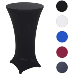 Set Stehtisch + Stehtischhusse HWC-J30, Bistrotisch Tischhusse, klappbar h√∂henverstellbar √ò 60cm ~ Husse schwarz