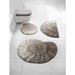 Badematte GRUND Gr. 3, beige (natur), rund (90cm x 110cm),, Badematten