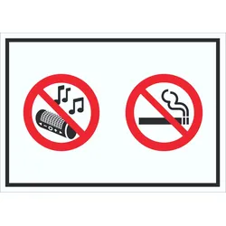 HB-Druck Schild Musik und Rauchen verboten Symbol A0 (841x1189mm)
