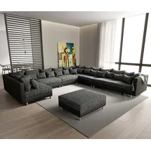 DeLife Wohnlandschaft Clovis XXL Schwarz Modular Hocker Ottomane Rechts, Design Wohnlandschaften, Couch Loft, Modulsofa,