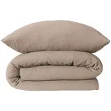 SCHIESSER Molly Musselin Taupe 155 x 220 cm + 80 x 80 cm
