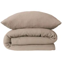 SCHIESSER Molly Musselin Taupe 155 x 220 cm + 80 x 80 cm