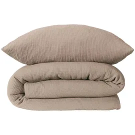 SCHIESSER Molly Musselin Taupe 155 x 220 cm + 80 x 80 cm