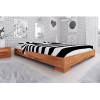 Natur24 Einzelbett Bett Bento 2 Sonderlänge 90x220 Kernbuche ohne Kopfteil mit Holzbeinen braun