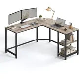 VASAGLE Schreibtisch, einfacher Aufbau, Greige-schwarz