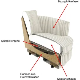 furn.design Big-Sessel, Weiß, Creme, Echtholz,Kiefer, Uni, 1-Sitzer, Füllung: Komfortschaum,Polyurethan (Pur), Rund, Sockel, 95x77x95 cm, - 2 Jahre Gewährleistung - mind. 14 Tage Rückgaberecht - Beige,Weiß