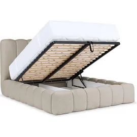 yourhouse24 Polsterbett Cande mit Bettkasten und Metallrahmen (Farbe: Catch me 02, Größe: 120x200 cm) - Beige