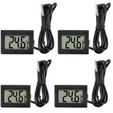 AOICRIE Digitales LCD-Thermometer, Temperatur-Monitor mit externer Sonde, digitales Kühlschrank-Thermometer, LCD, für Kühlschrank, Gefrierschrank, Kühlschrank, Aquarium (Kabellänge: 1 m) (4PCS)