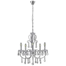 LUCANDE Solveig 5 Pendelleuchte Chrome/Clear - Wohnzimmer