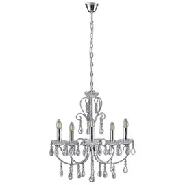 LUCANDE Solveig 5 Pendelleuchte Chrome/Clear - Wohnzimmer