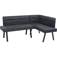 byLIVING Eckbank Montreal, anthrazit, Gestell in schwarz, Ziernaht im Rücken, Taschenfederkern, Esszimmerbank, Küchenbank, Maße: 181 x 128, H 87, T 56 cm