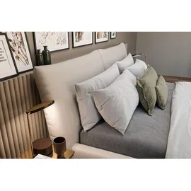 KAWOLA Bett HENRY Polsterbett Leder hellgrau 140x200cm