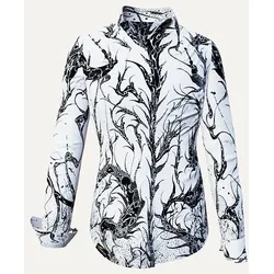 DORNRÖSCHEN WHITE - Weiße Bluse mit schwarzer Zeichnung - GERMENS
