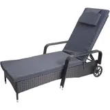 Mendler Carrara Sonnenliege 197 x 71 x 108 cm braun/beige inkl. Rollen