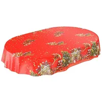 ANRO Wachstuchtischdecke Wachstuch Wachstischdecke Tischdecke Weihnachten Weihnachtsmann Rot Sterne