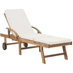 vidaXL Sonnenliegen mit Auflagen 2 Stk. Massivholz Teak Cremeweiß
