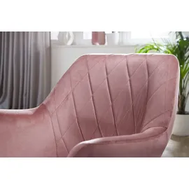 FineBuy Drehstuhl Samt Rosa