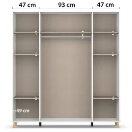 Rauch Drehtürenschrank Shinjo 187 x 203 x 53 cm Grau