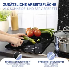 Wenko Herdabdeckplatte Universal 2er Set Terrazzo schwarz