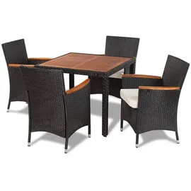 vidaXL Polyrattan Set 5-tlg. schwarz/creme