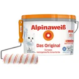 Alpina Wandfarbe - SET - Alpinaweiß Das Original + Spritz-Schutz Spezialroller