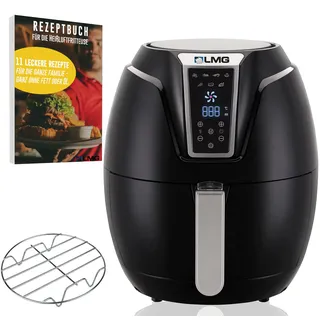 Heißluftfritteuse Premium 3.2L - Airfryer Mit Touch-Bedienfeld, Neueste Technik, 100% knusprig mit Heißluft ohne Fett - Backen, Frittieren, Grillen, Rösten - Spülmaschinenfest - Extrem leise Anwendung