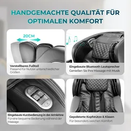 Naipo Massagesessel Shiatsu Kunstleder 76 x 113 x 76 cm schwarz mit Bluetooth und Wärmetherapie