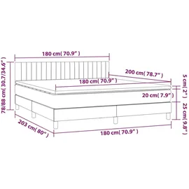 vidaXL Boxspringbett mit Matratze & LED Dunkelbraun 180x200 cm Stoff