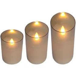 LED Glas-Windlichter 3er-Set mit Flackerlicht Wachskerze Weihnachtskerze Deko