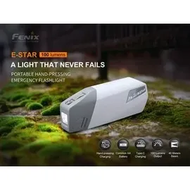 Fenix E-Star Dynamo Taschenlampe, 100 Lumen, dynamobetrieben inklusive NiMH 1,2V 1300mAh Akku