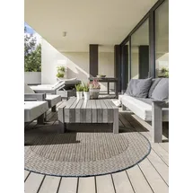 benuta nest River Outdoor-Teppich Ø 5 cm Beige/Blau