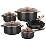 HOMELUX Topf-Set Kochgeschirr-Set, 10tlg Induktions Kochtopfset mit Deckel, Aluminium (Stilvolles Rose Gold, 10-tlg., Kochtopf 20/24/28 + Stieltopf 16 + Pfanne 24/28), induktionsgeeignet