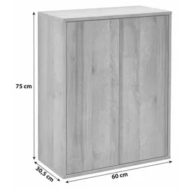 Fackelmann FINN Doppel Midischrank 60 cm Braun hell/Weiß