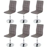 Mendler 6er-Set Esszimmerstuhl HWC-C41, Stuhl Küchenstuhl, höhenverstellbar drehbar, Kunstleder FSC®-zertifiziert ~ taupe-grau