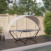 Möbel Outdoor-Loungebett mit Dach Creme Stahl und Oxford-Stoff DE68730