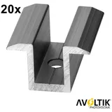 avoltik Wechselrichter Mittelklemme Alu Photovoltaik Solarmodul Solar Panel bis 40 mm Modul, (Mittelklemmen zur Auswahl, 20 St., Mittelklemmen zur Auswahl), Erhältlich in 2 Farben: schwarz oder silber silberfarben