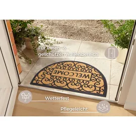 HANSE HOME 105557-45X75 Türmatte", Scraper-Fußmatte Drinnen/Draußen Halbrund braun (schwarz,