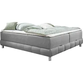Home Affaire Boxspringbett HOME AFFAIRE "Vaasa", grau, B:206cm L:226cm, Komplettbetten, Boxspringbett, für Dachschrägen geeignet, inkl. Bettkasten und Topper