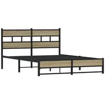 vidaXL Metallbett 140 x 190 cm Sonoma-Eiche