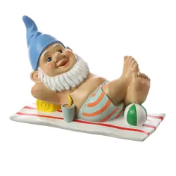 Gartenzwerg BERT im Urlaub liegend Dekofigur Gartenfigur Gnom H: 17,5cm Deko